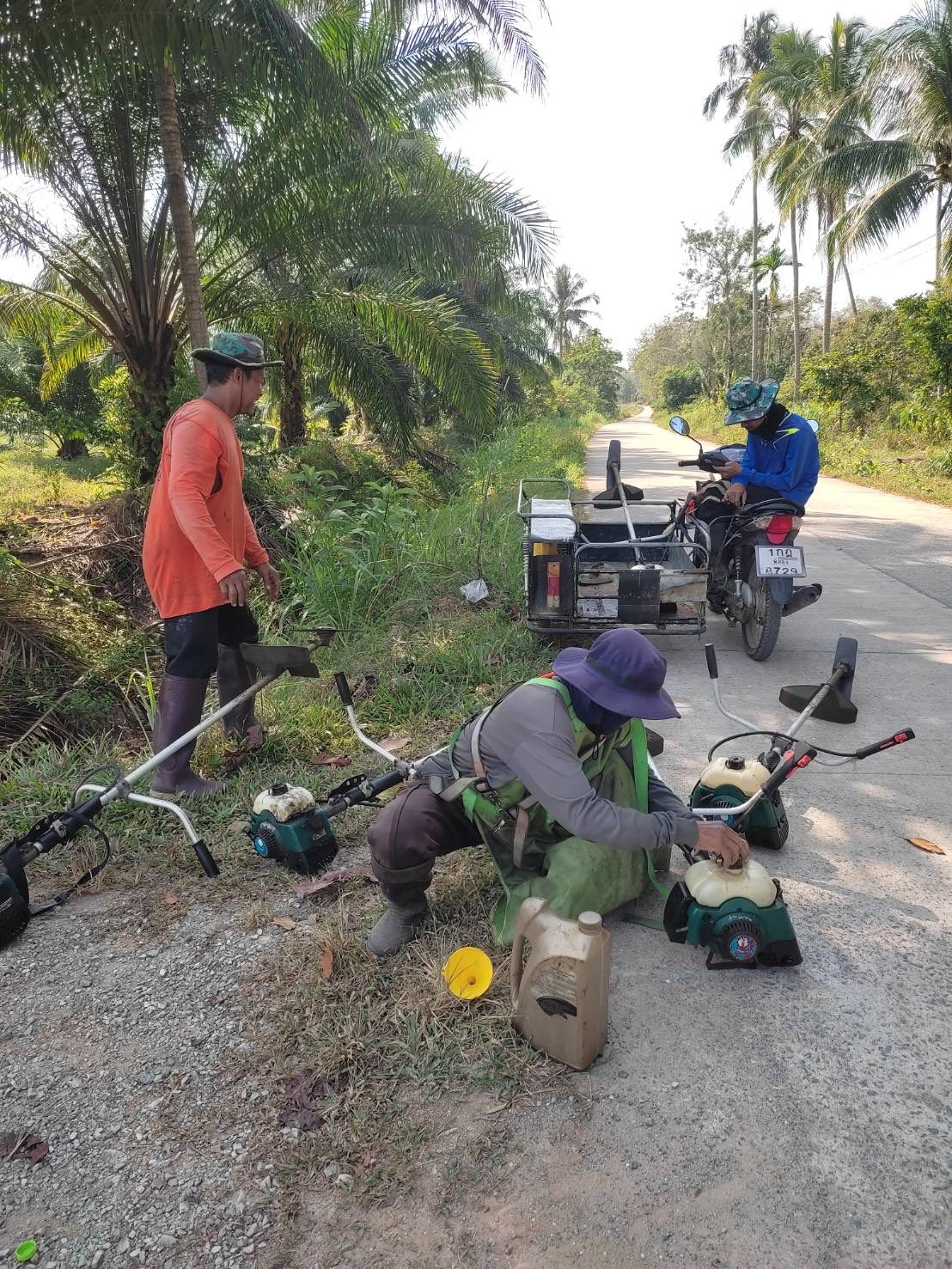 ตัดหญ้าสองข้างทางบริเวณ ทุ่งนุ่น-เขาจำปา